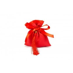 SACCHETTO COTONE CON NAPPINA ROSSO 9x11cm 10pz