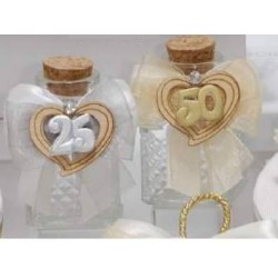 VASETTO VETRO 5x5cm C/APPL. CUORE 25° ANNIVERSARIO