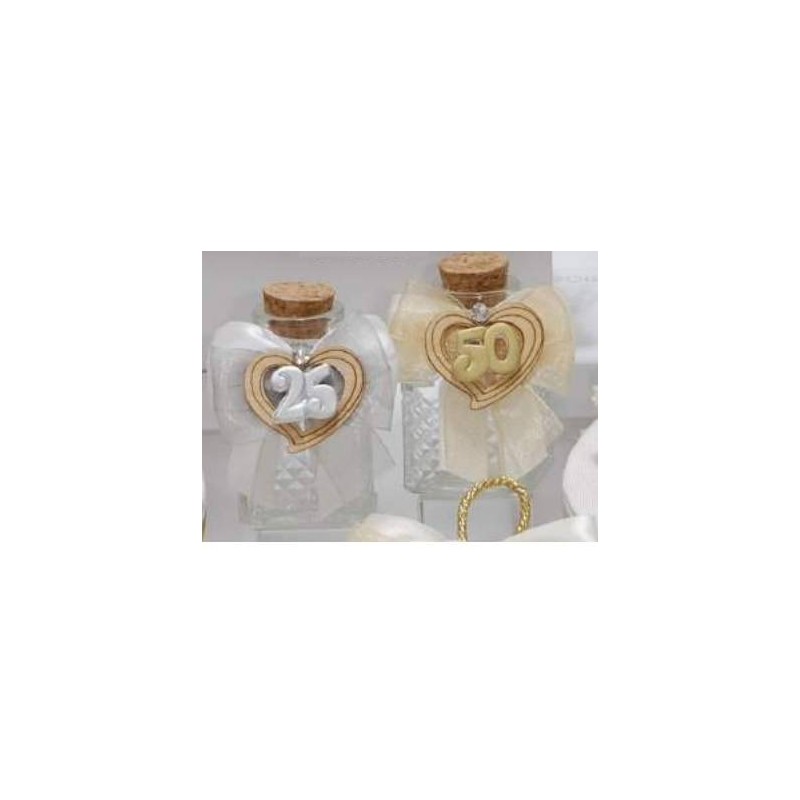 VASETTO VETRO 5x5cm C/APPL. CUORE 25° ANNIVERSARIO