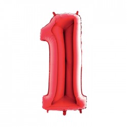 PALLONE NUMERO 1 MYLAR 102cm 40" ROSSO
