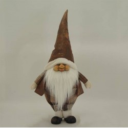 GNOMO ABITO SCOZZESE MARRONE E BEIGE IN PIEDI 26x18x66cm