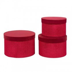 SCATOLA REGALO TONDA C/COPERCHIO ø21,5x14cm VELLUTO ROSSO