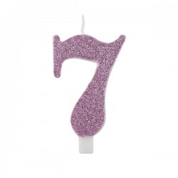 CANDELINA NUMERO 7 GLITTER MALVA 9,5cm