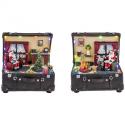 VALIGIA VINTAGE CON VILLAGGIO LUCE E MOVIMENTO 15,5x13x16cm