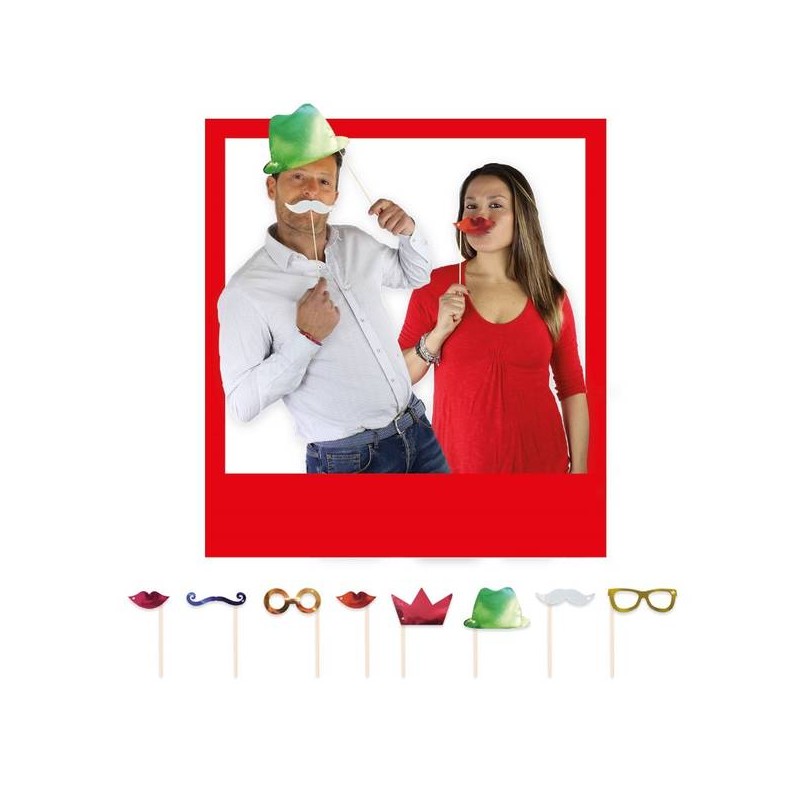 PHOTO BOOTH PARTY METAL 20cm 8pz
