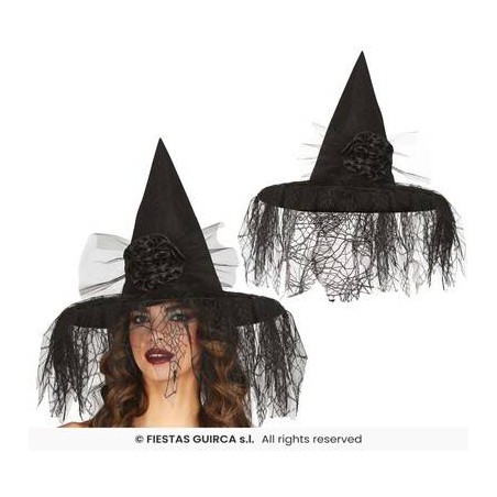 CAPPELLO STREGA CON FIORE E VELO