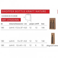 SHOPPER CARTA CON FINESTRA 9X37+8.5cm BOTTLE KRAFT AVANA 180gr