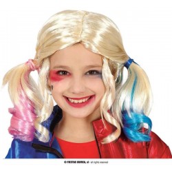 PARRUCCA BIONDA CON CODINI COLORATI PER BAMBINI