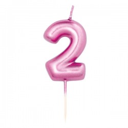 CANDELINA NUMERO 2 METAL FUCSIA 7cm