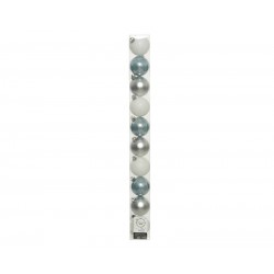 PALLINE INFRANGIBILI ø6cm TUBO MIX VERDE-BIANCO-ARGENTO 10pz