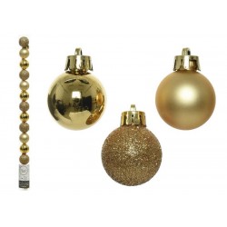 PALLINE INFRANGIBILI ø3cm TUBO MIX ORO 14pz