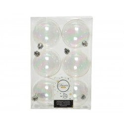 PALLINE INFRANGIBILI ø8cm MIX TRASP IRIDESCENTI 6pz