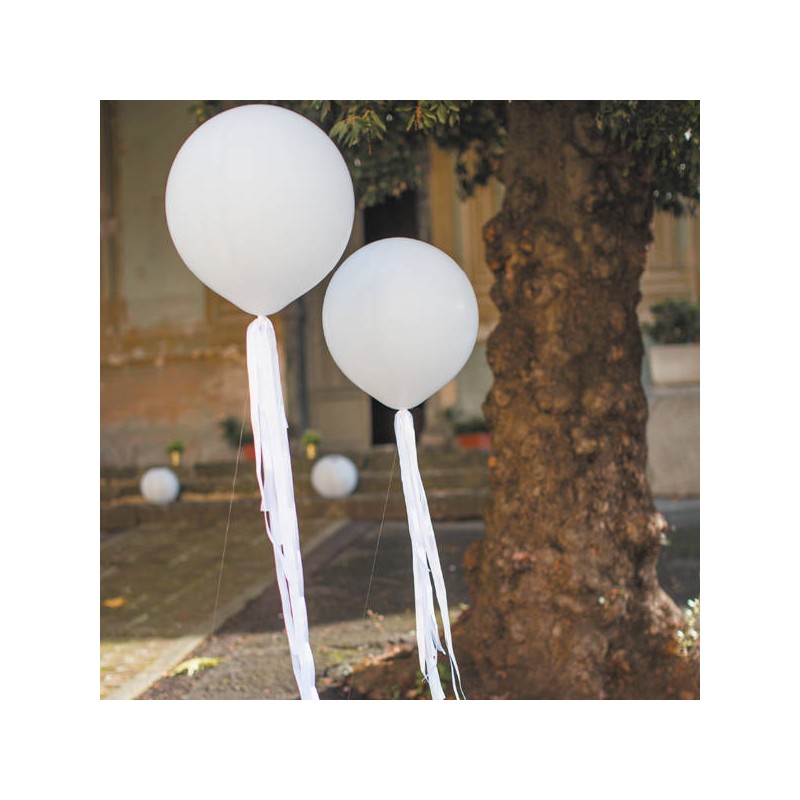 PALLONE BIANCO PERLA ø50 + SET NASTRI BIANCHI