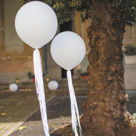 PALLONE BIANCO PERLA ø50 + SET NASTRI BIANCHI