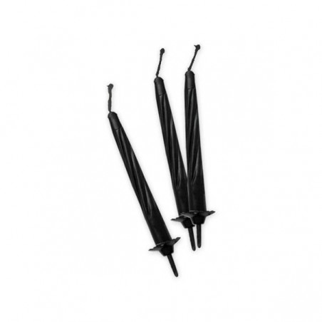 CANDELINE C/SUPPORTO 12pz 8cm NERO