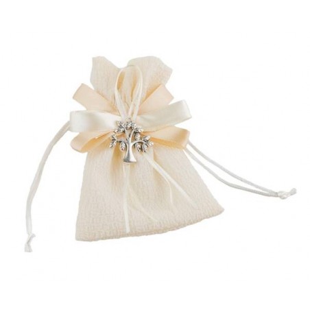 SACCHETTO AVORIO C/ALBERO VITA METALLO H.11cm 12pz