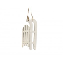 SLITTA IN LEGNO C/APPENDINO H.9cm BIANCA 4pz