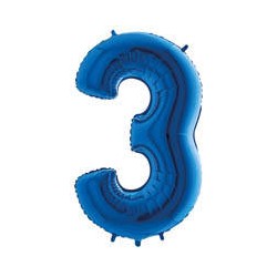 PALLONE NUMERO 3 MYLAR 102cm 40" BLU