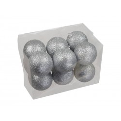 PALLINE PLASTICA ø8mm ARGENTO GLITTER 12pz