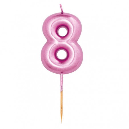 CANDELINA NUMERO 8 METAL FUCSIA 7cm