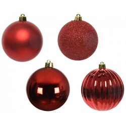 PALLINE INFRANGIBILI ø10cm TUBO MIX ROSSO 4pz