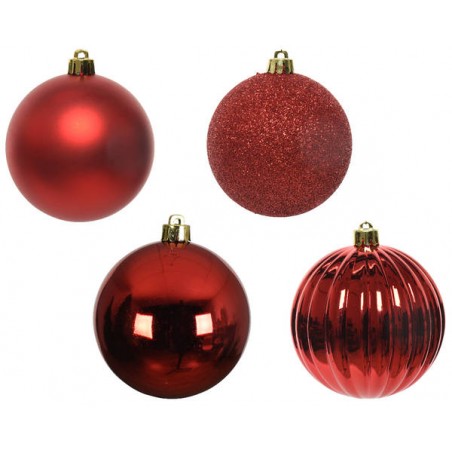 PALLINE INFRANGIBILI ø10cm TUBO MIX ROSSO 4pz