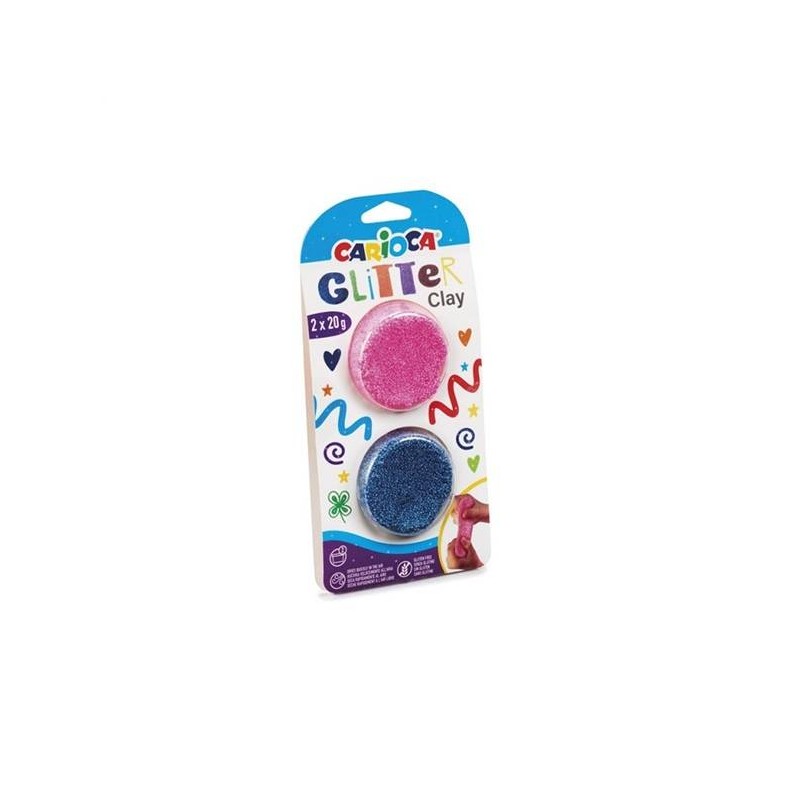 CARIOCA GLITTER CLAY 20gr 2pz BLU / ROSA