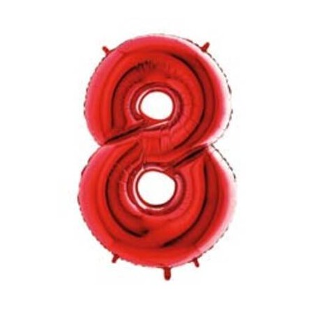PALLONE NUMERO 8 MYLAR 102cm 40 ROSSO
