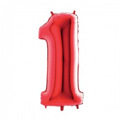 PALLONE NUMERO 1 MYLAR 102cm 40 ROSSO