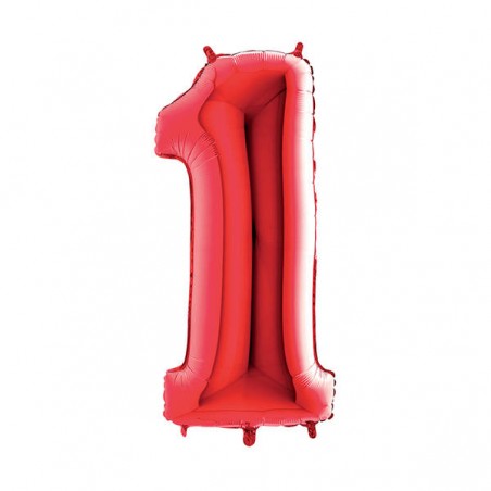 PALLONE NUMERO 1 MYLAR 102cm 40 ROSSO