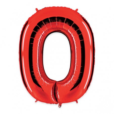 PALLONE NUMERO 0 MYLAR 102cm 40 ROSSO