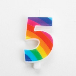 CANDELINA NUMERO 5 SCINTILLANTI RAINBOW 9,5cm