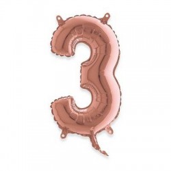 PALLONE NUMERO 3 MYLAR 36cm ROSE GOLD