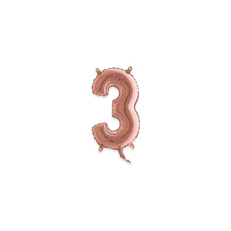 PALLONE NUMERO 3 MYLAR 36cm ROSE GOLD