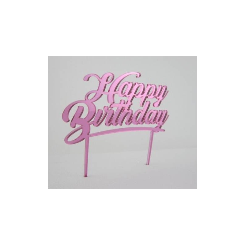 CAKE TOPPER PLEXY HAPPY BIRTHDAY H15cm COL.FUCSIA