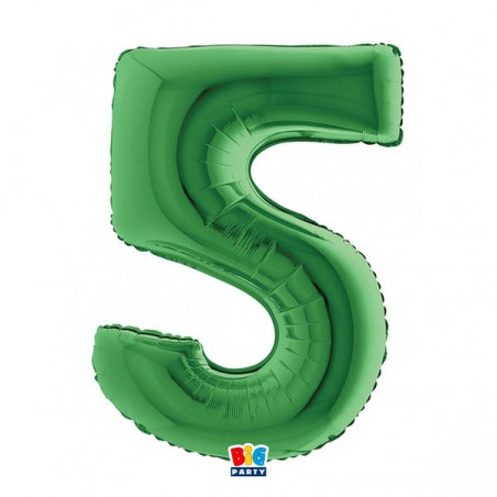 PALLONE NUMERO 5 MYLAR 102cm 40 VERDE