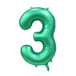 PALLONE NUMERO 3 MYLAR 86cm 34" VERDE SATIN