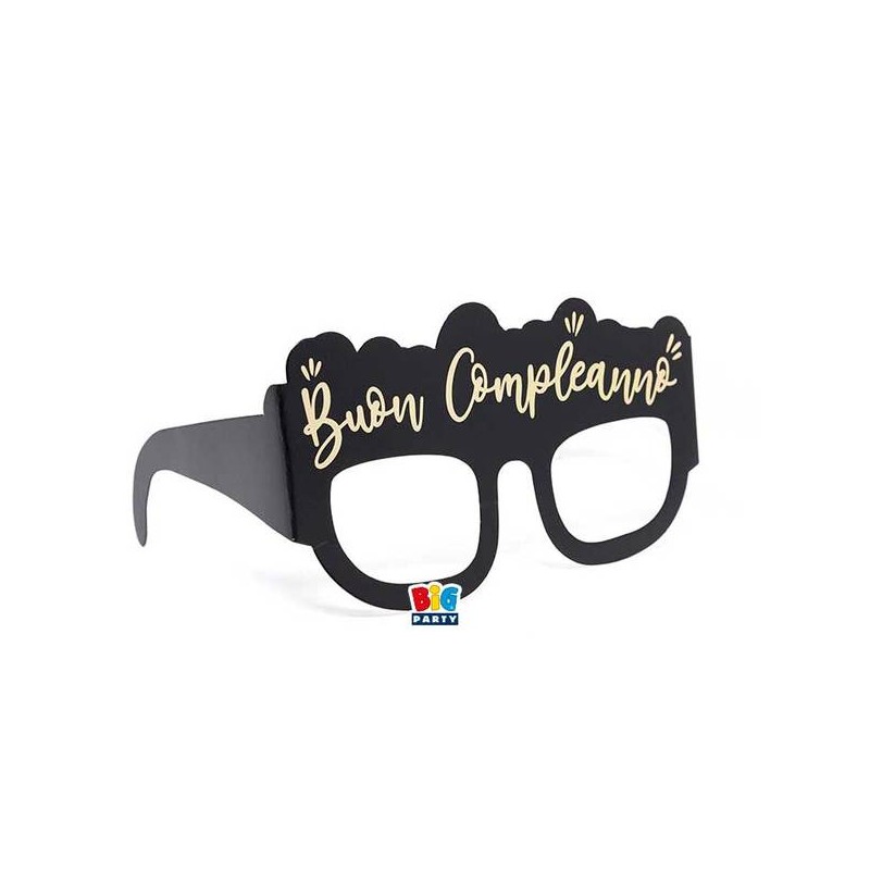 OCCHIALINI IN CARTA BUON COMPLEANNO ORO 6pz