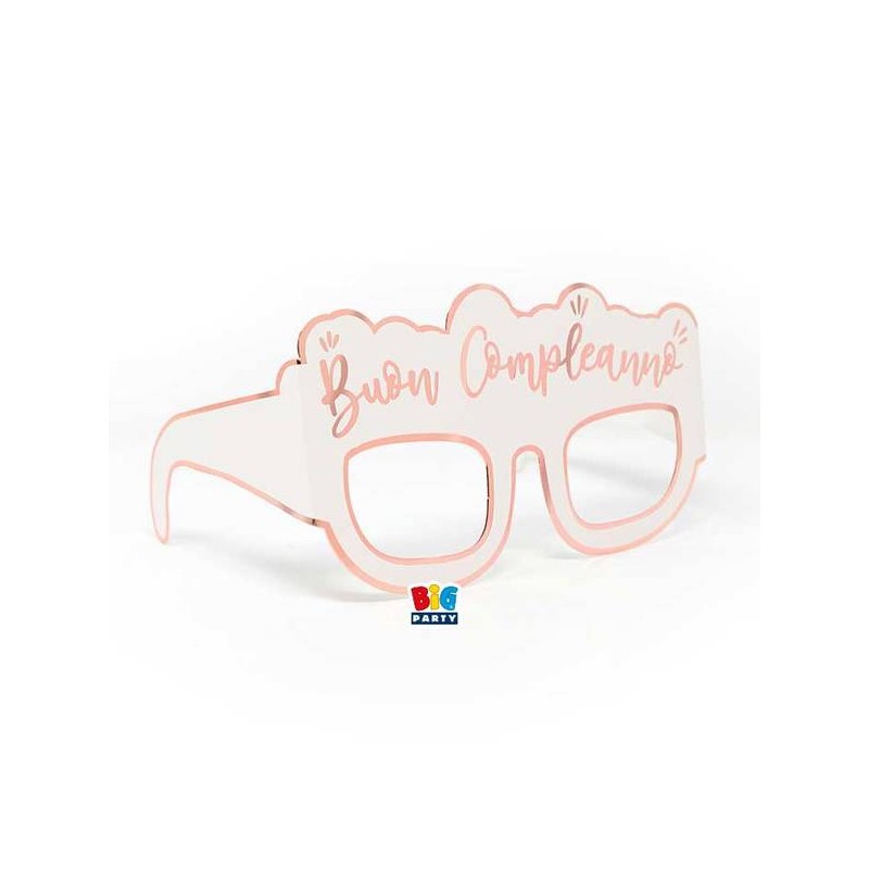 OCCHIALINI IN CARTA BUON COMPLEANNO ROSE GOLD 6pz