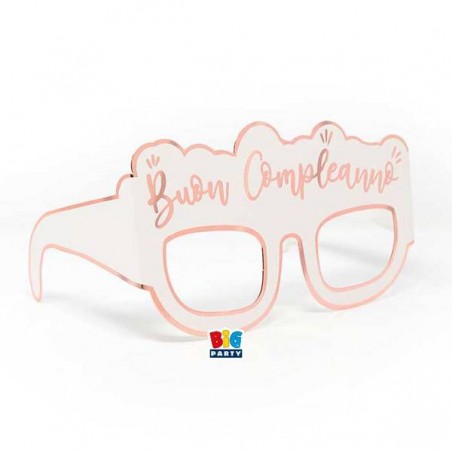 OCCHIALINI IN CARTA BUON COMPLEANNO ROSE GOLD 6pz