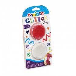 CARIOCA GLITTER CLAY 20gr 2pz BIANCO / ROSSO