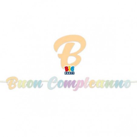 FESTONE ITALIC BUON COMPLEANNO SOFT RAINBOW cm25x6mt