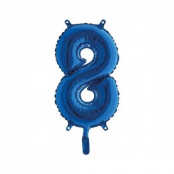 PALLONE NUMERO 8 MYLAR 14 36cm BLU