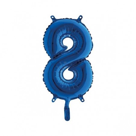 PALLONE NUMERO 8 MYLAR 14 36cm BLU