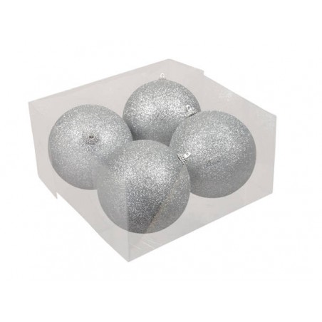 PALLINE PLASTICA ø10mm ARGENTO GLITTER 4pz