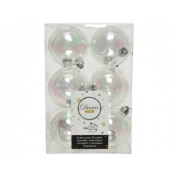 PALLINE INFRANGIBILI ø6cm MIX TRASP IRIDESCENTI 12pz