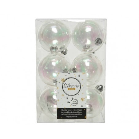 PALLINE INFRANGIBILI ø6cm MIX TRASP IRIDESCENTI 12pz