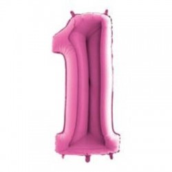 PALLONE NUMERO 1 MYLAR 102cm 40 FUCSIA