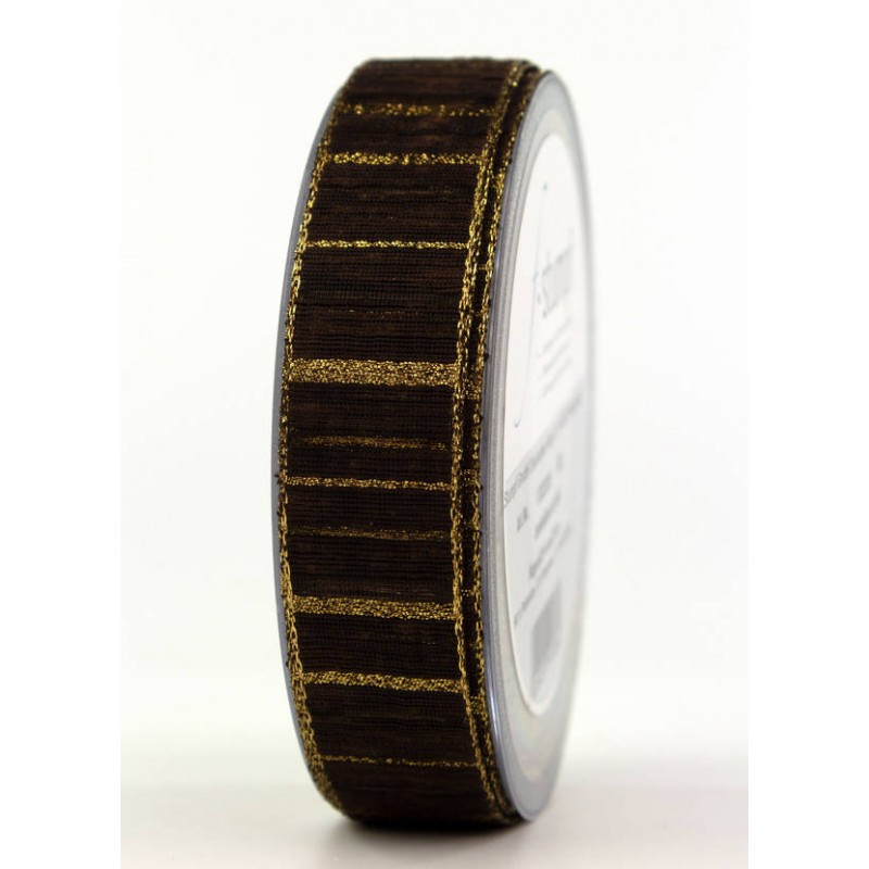 NASTRO TESSUTO NAPOLI mm24x20mt MARRONE SCURO-ORO