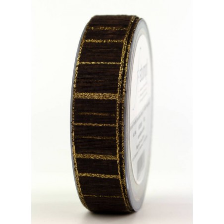 NASTRO TESSUTO NAPOLI mm24x20mt MARRONE SCURO-ORO
